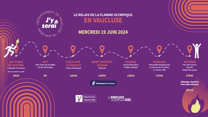 The Olympic flame route in Vaucluse. Photo credit: Département du Vaucluse